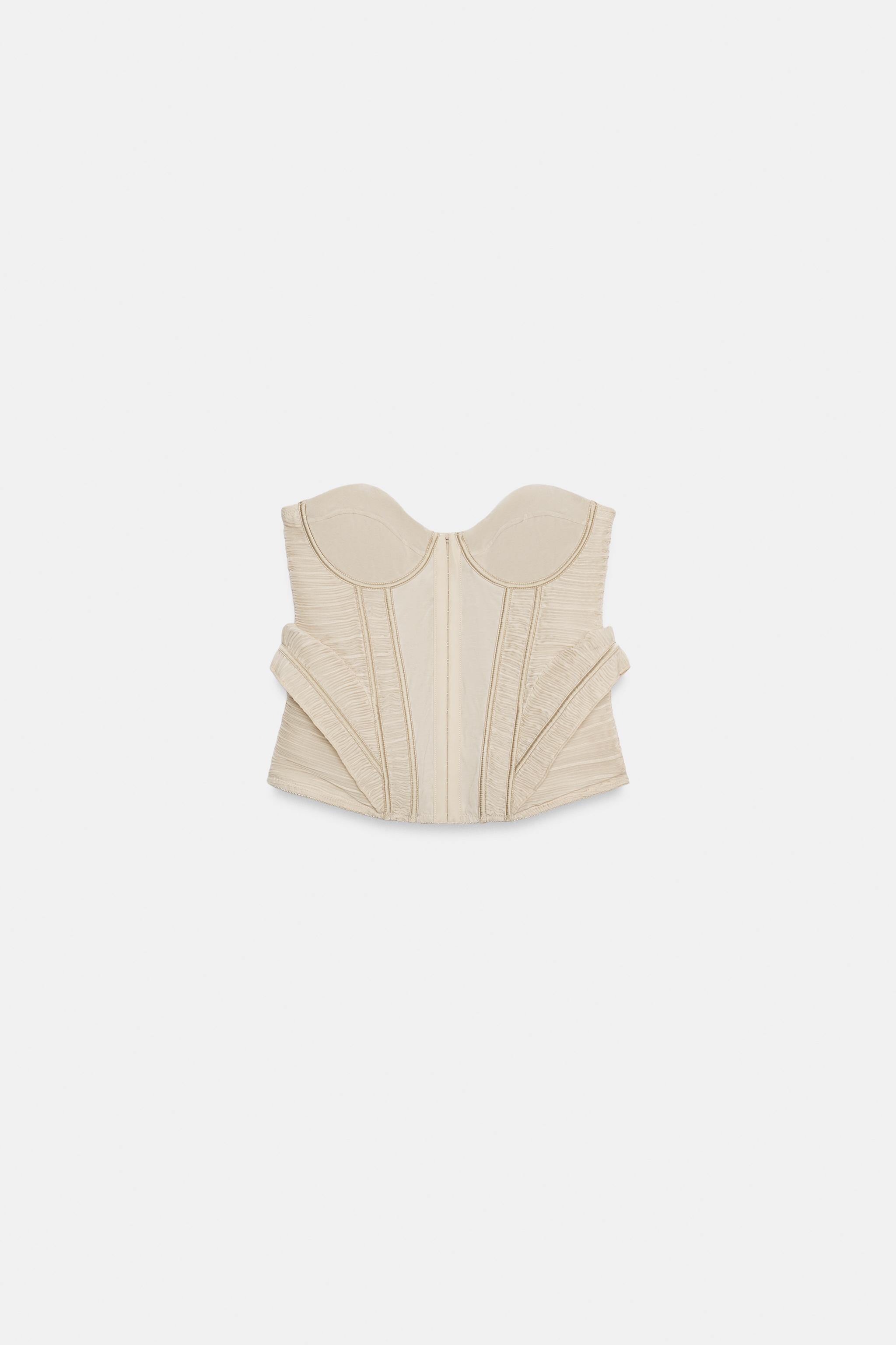 TEXTURED MIXED-FABRIC CORSET