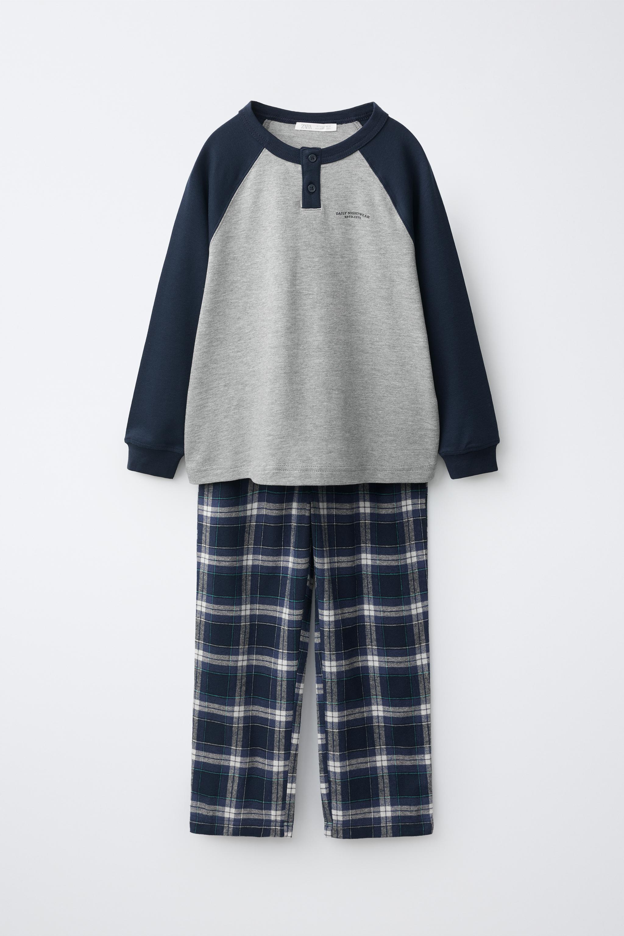 6-14歳/ チェック柄パジャマ - ブルー | ZARA Japan / 日本