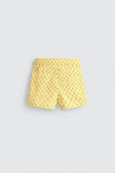 MAILLOT DE BAIN MI-LONG À IMPRIMÉ GÉOMÉTRIQUE DÉLAVÉ - Jaune de Zara - Image 8