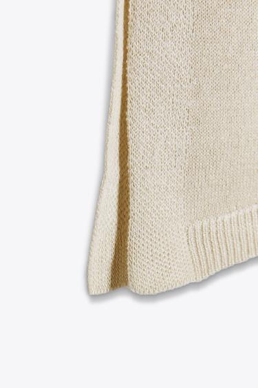ASYMMETRIC HEM KNIT TOP - Ecru by Zara - Image 6