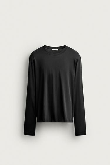 Zara SUPIMA® LONG SLEEVE T-SHIRT - Black