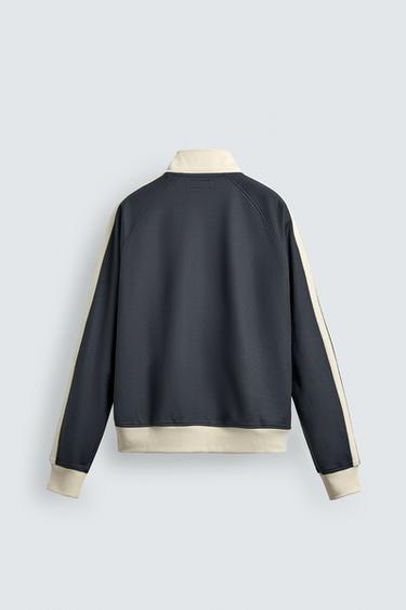 SWEAT ZIPPÉ À BANDES - Bleu de Zara - Image 7