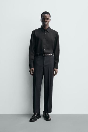 Zara EASY CARE 系列紋理襯衫 - 黑色