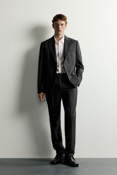 PANTALÓN TRAJE SLIM FIT ESTRUCTURA - Gris Antracita de Zara - Imagen 0