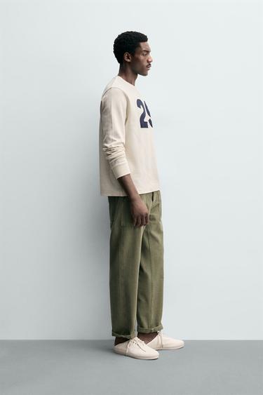 T-SHIRT STRUCTURÉ WAFFLE NUMÉRO - Écru de Zara - Image 4