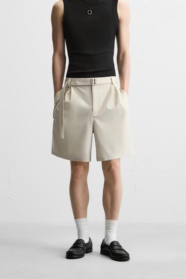BERMUDA PLIS CEINTURE - Sable de Zara - Image 1