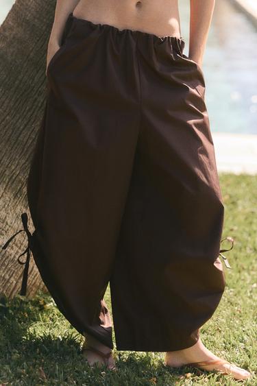 Zaras CULOTTBYXA MED JUSTERBAR NEDERKANT - Chokladbrun