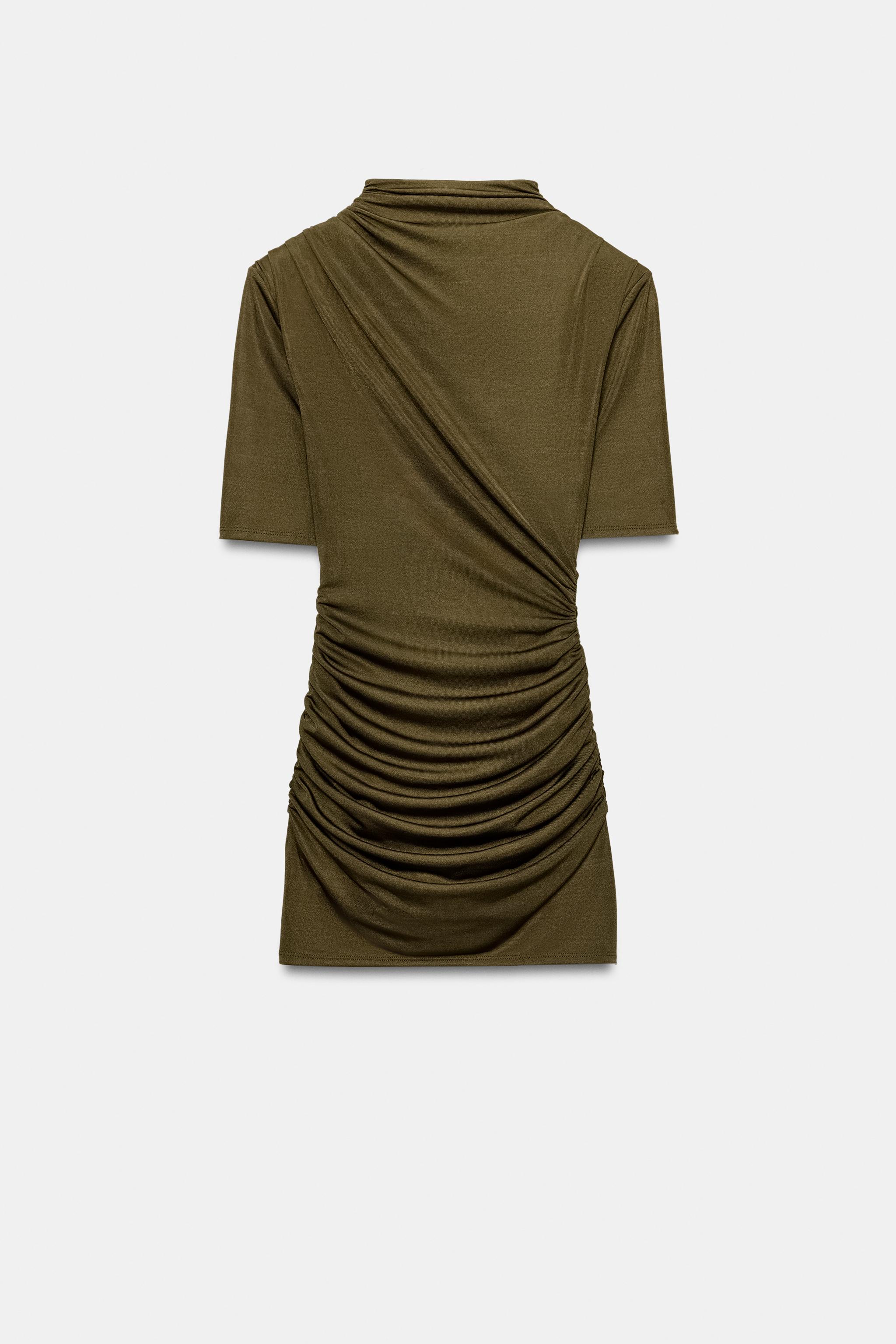 Женские платья Zara GATHERED MINI DRESS WITH SASH — фото 9