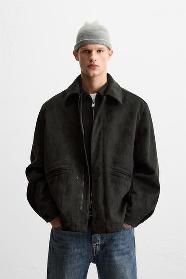 Zara 人造麂皮外套 - 黑色