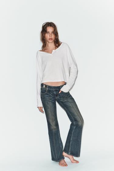 Zara LOW RISE TRF BOOTCUT JEANS - Blue