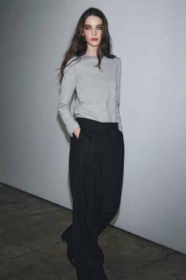 INTERLOCK LONG SLEEVE T-SHIRT - Grey marl by Zara