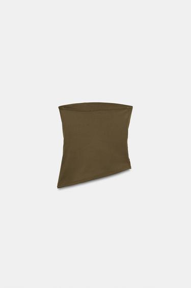 TOP BANDEAU DRAPÉ TEXTURÉ - Kaki de Zara - Image 5