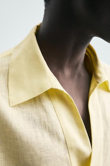 CHEMISE POLO 100 % LIN - Moutarde de Zara - Image 6