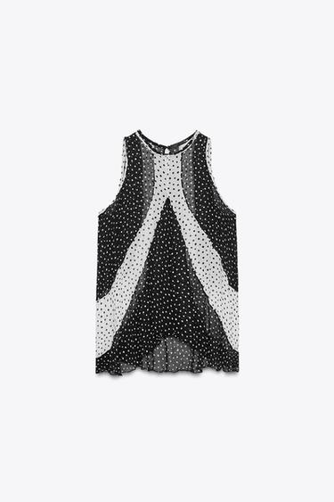 ZW COLLECTION POLKA DOT TOP - Black by Zara - Image 6