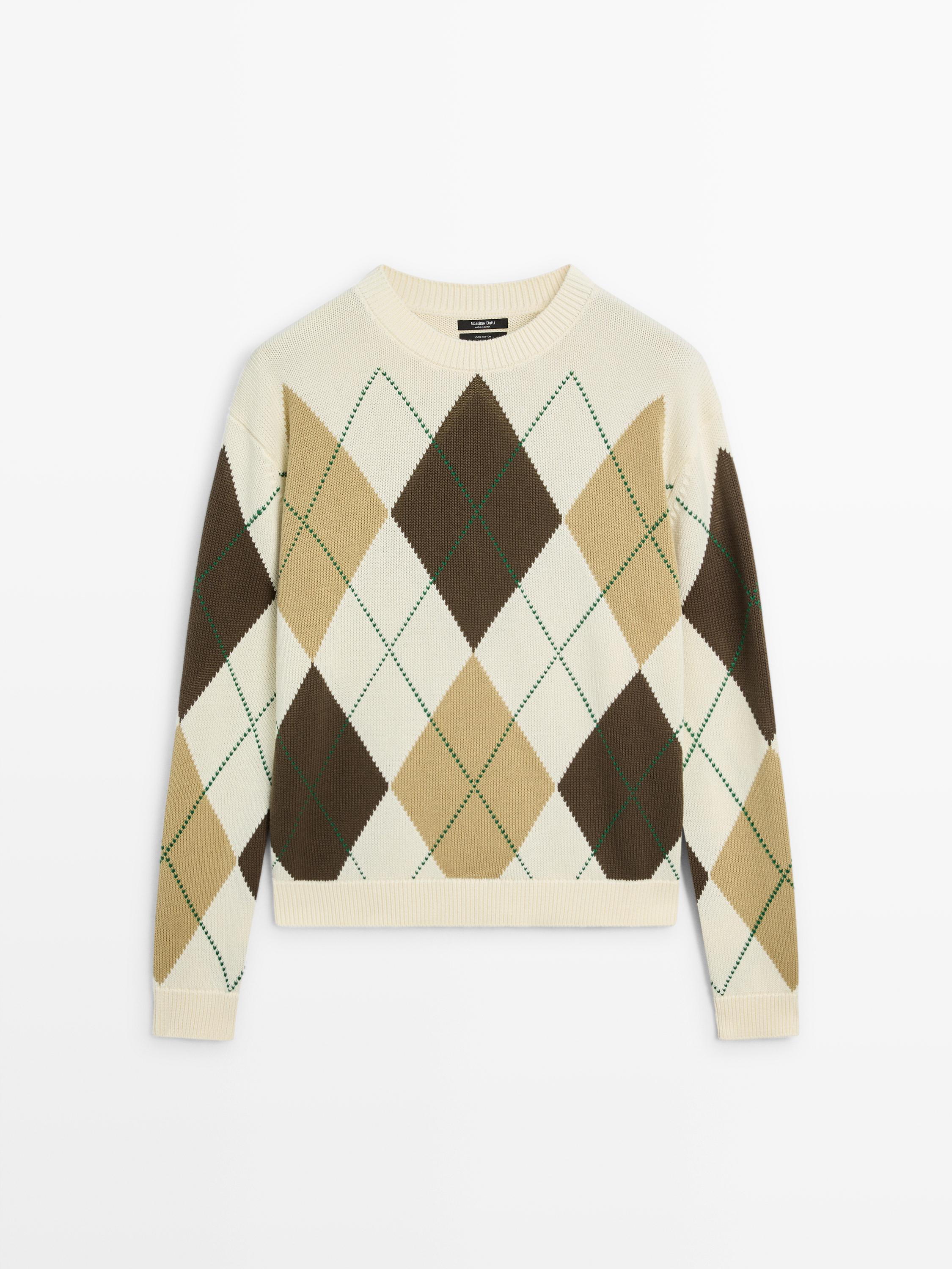 Pull en maille losanges 100% coton
