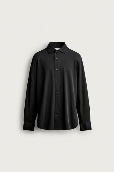 РЕЛЬЕФНАЯ РУБАШКА КЛАССИЧЕСКОГО КРОЯ — ЧЕРНЫЙ от Zara
