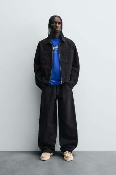 DENIM JACKET WITH POCKETS - Black by Zara - Image 0