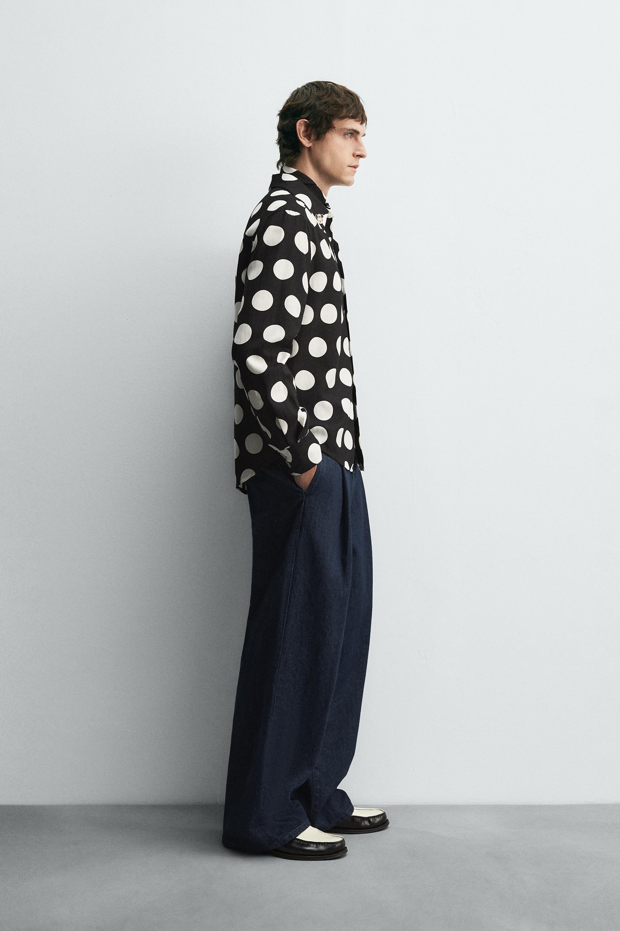 タグ付き新品★ZARAのドット柄シャツHARRY LAMBERT★Lサイズ★黒色 タグ付き新品☆ZARAのドット柄シャツHARRY LAMBERT☆Lサイズ