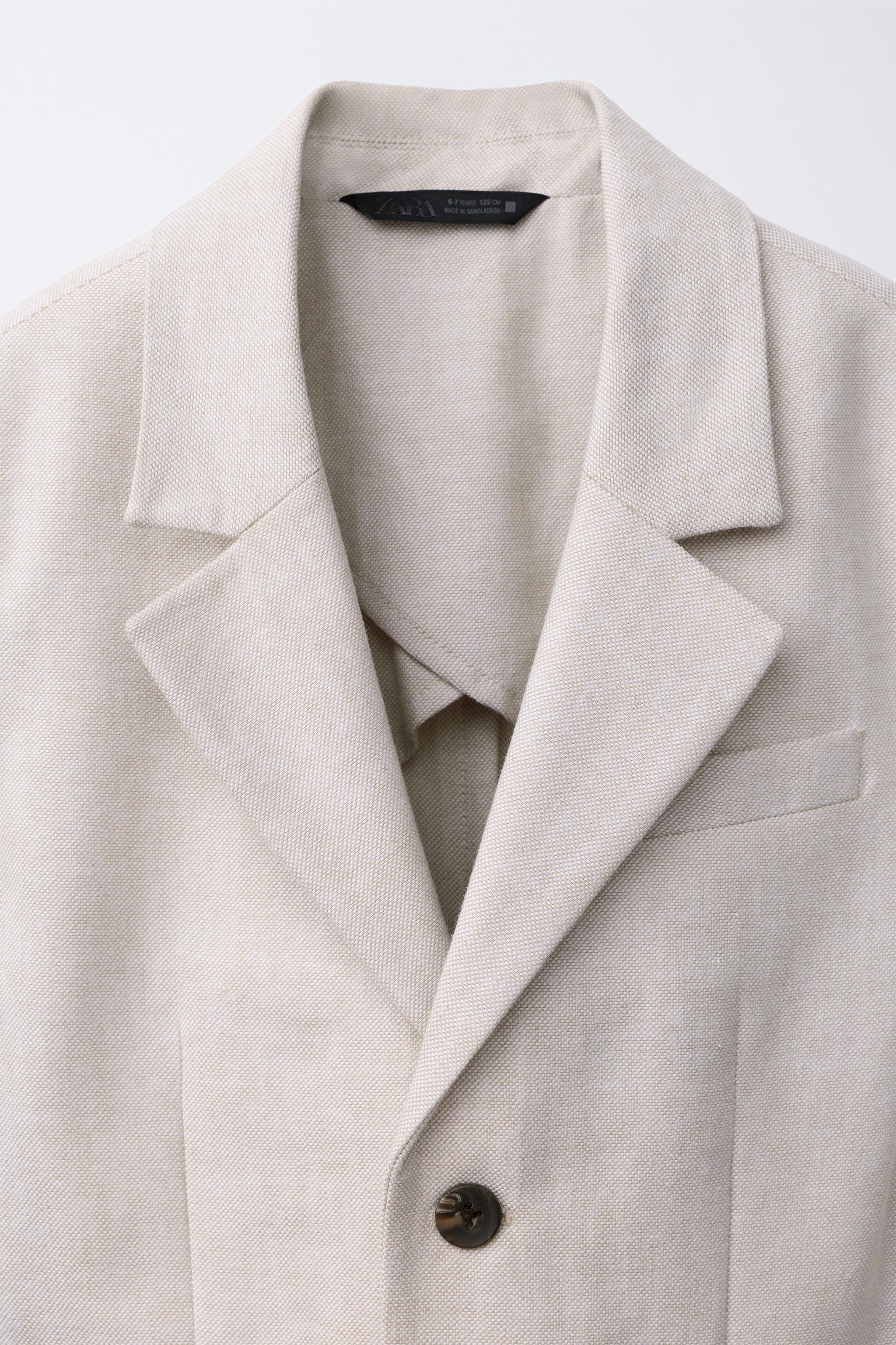 Детские куртки Zara COTTON AND LINEN BLEND SUIT JACKET — фото 4