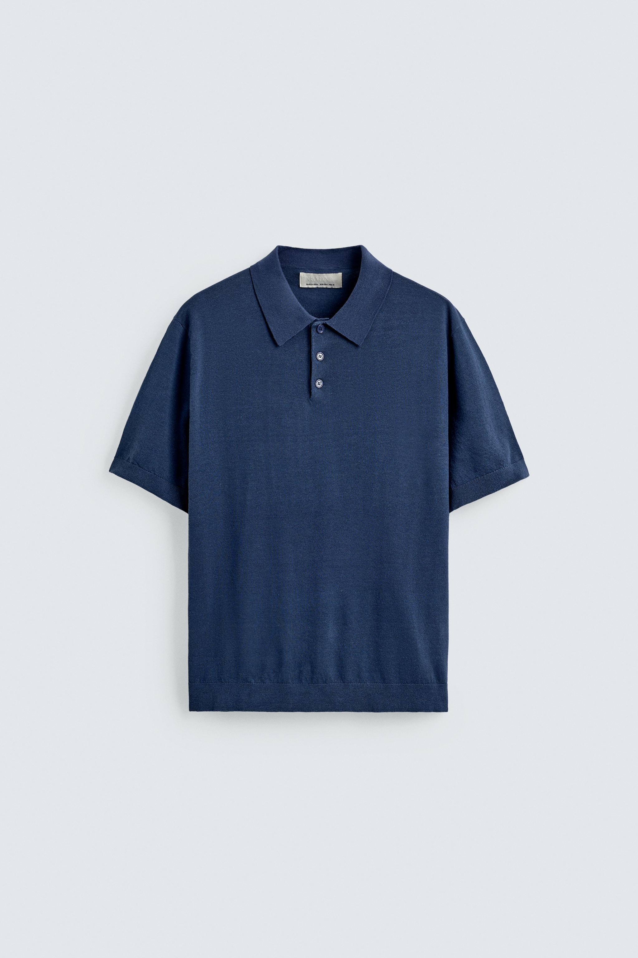 HEMP-COTTON KNIT POLO - Navy blue | ZARA Canada