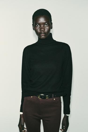 JEGGING TAILLE MI-HAUTE AVEC CEINTURE - Marron foncé de Zara - Image 1