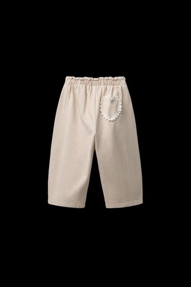 PANTALÓN BAGGY DETALLE CROCHET - Beige claro de Zara
