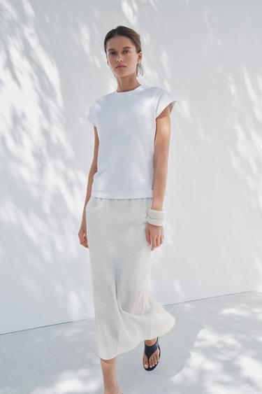 WASHED HEAVY COTTON T-SHIRT - White by Zara