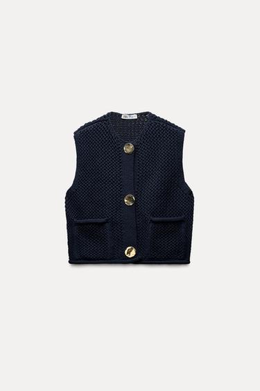 TOP PUNTO GRUESO - Marino de Zara
