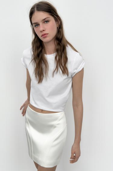 SATIN MINI SKIRT - Oyster-white by Zara