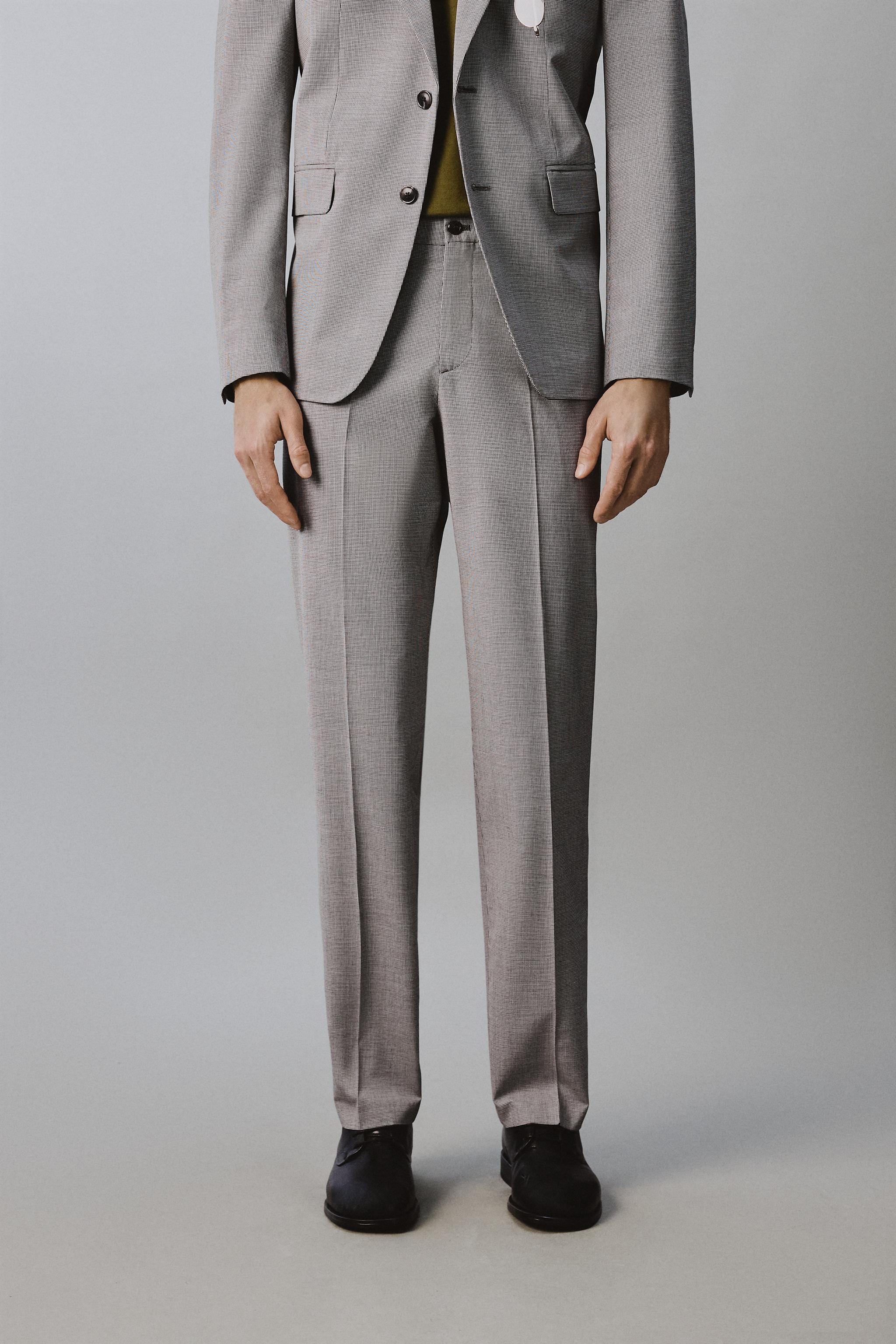 REGULAR FIT HOUNDSTOOTH SUIT PANTS