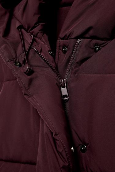 SHORT WATER-REPELLENT WINDPROOF HOODED ANORAK - Burgundy by Zara - Image 7