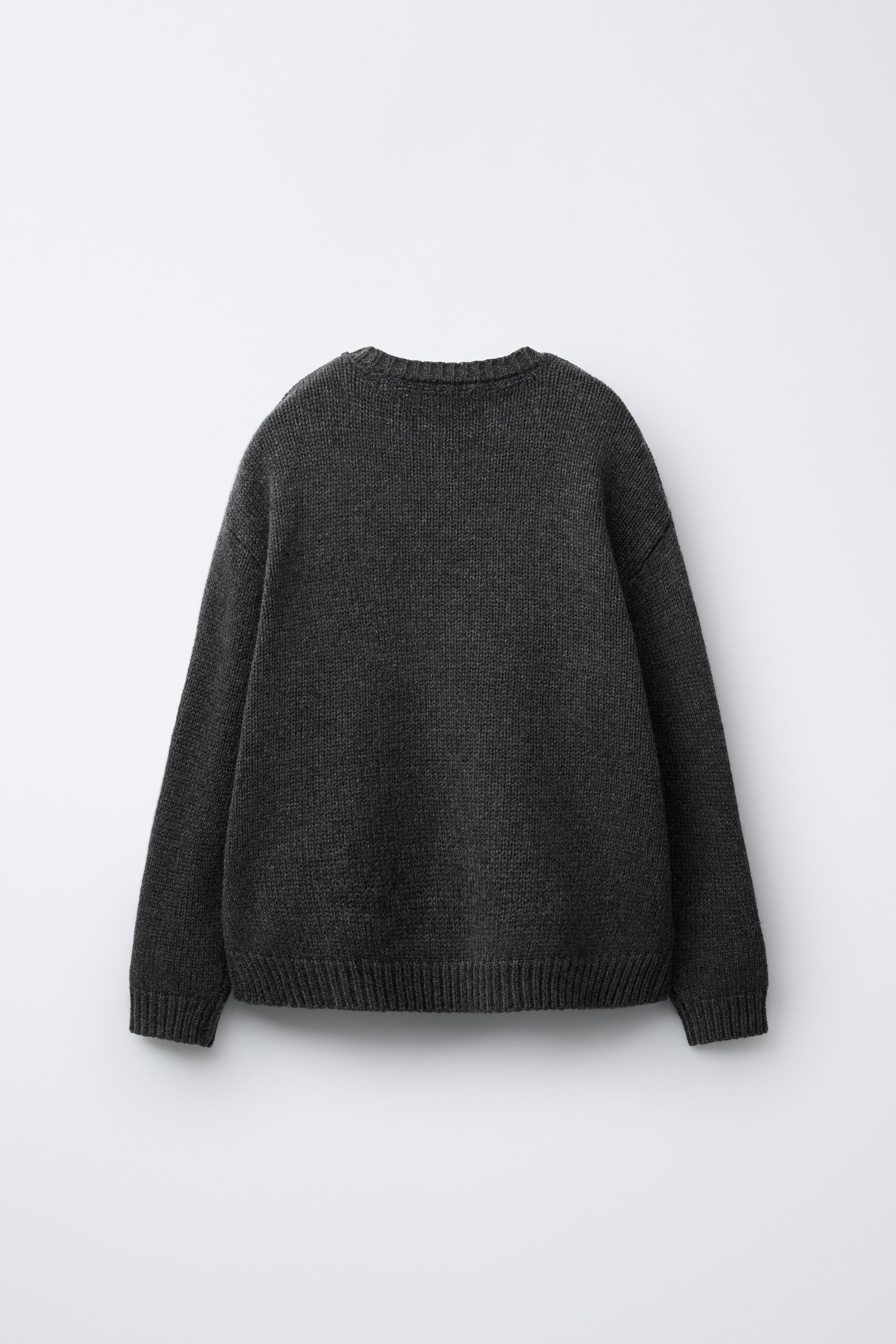 AGES 7-12/ WOOL BLEND KNIT JUMPER WITH EMBROIDERED MOUSE