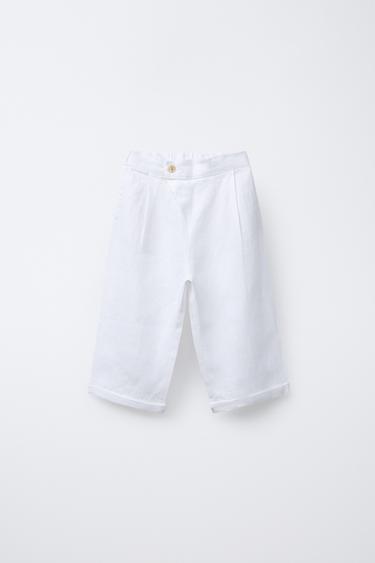 100% LINEN WRAP TROUSERS - White by Zara