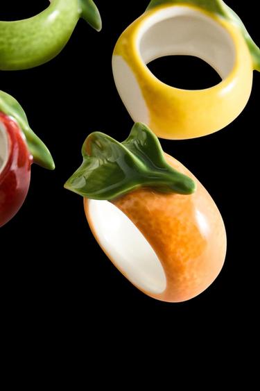Zara PACK OF FRUIT PORCELAIN NAPKIN RINGS (PACK OF 4) - Yellow