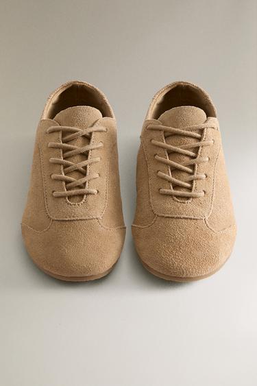 KIDS' LEATHER TRAINERS - Taupe Grey by Zara - Image 2