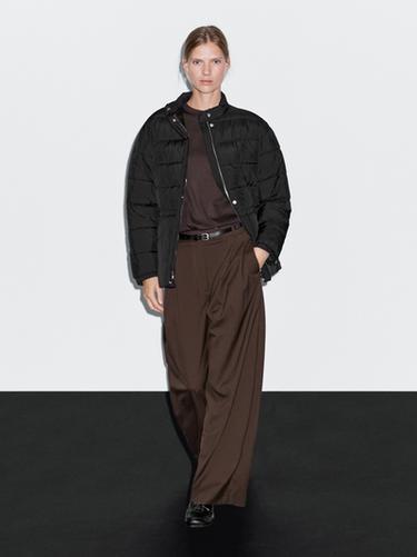 Zara Puffer jacket with stand collar - Black