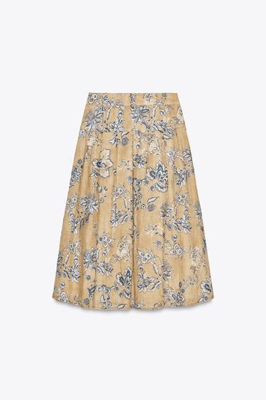JUPE IMPRIMÉE FLEURS EN RAMIE ZW COLLECTION - Écru moyen de Zara - Image 12