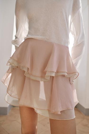 MINI JUPE À VOLANTS - Rose clair de Zara - Image 2