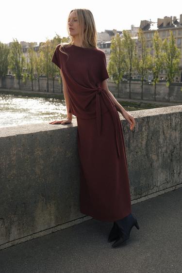 SOFT MIDI SKIRT - Brandy by Zara