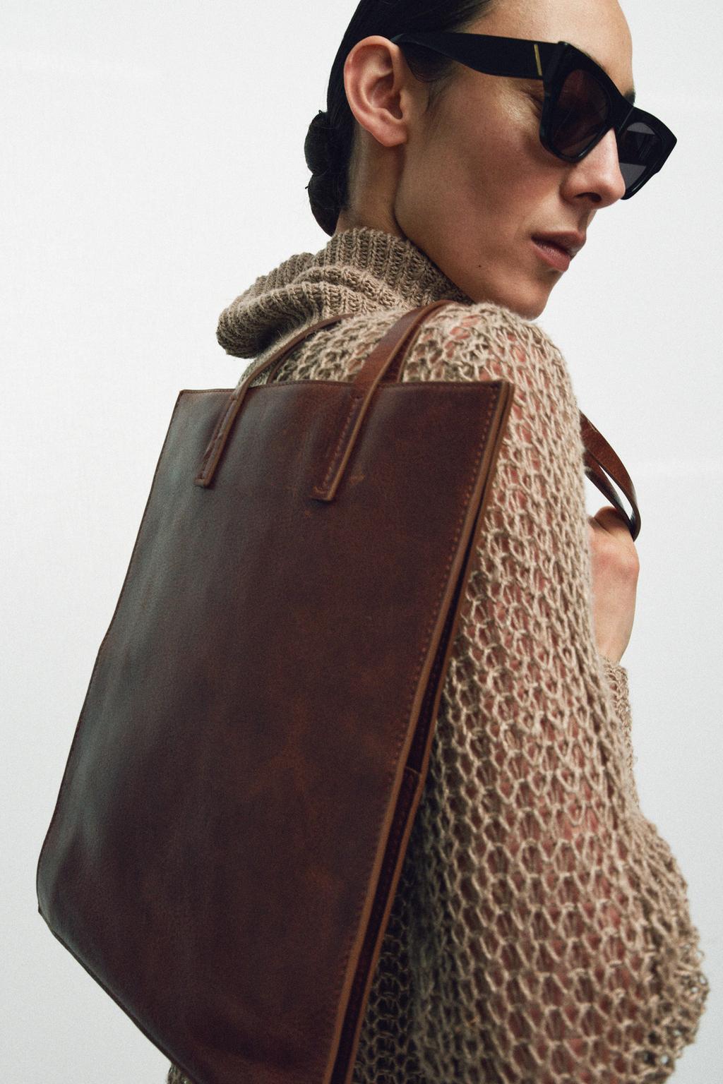 LEATHER SHOULDER TOTE BAG