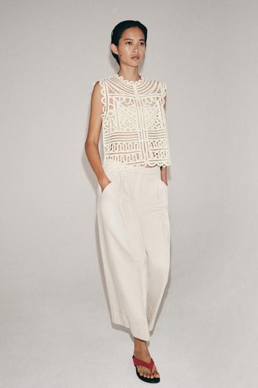 ZW COLLECTION CROCHET BLOUSE - Ecru by Zara