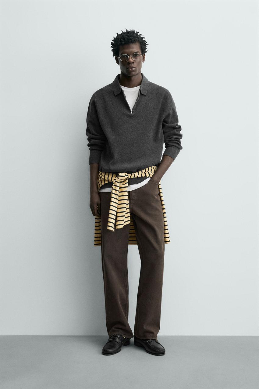 KNIT ZIP POLO SHIRT - Gray marl | ZARA United States
