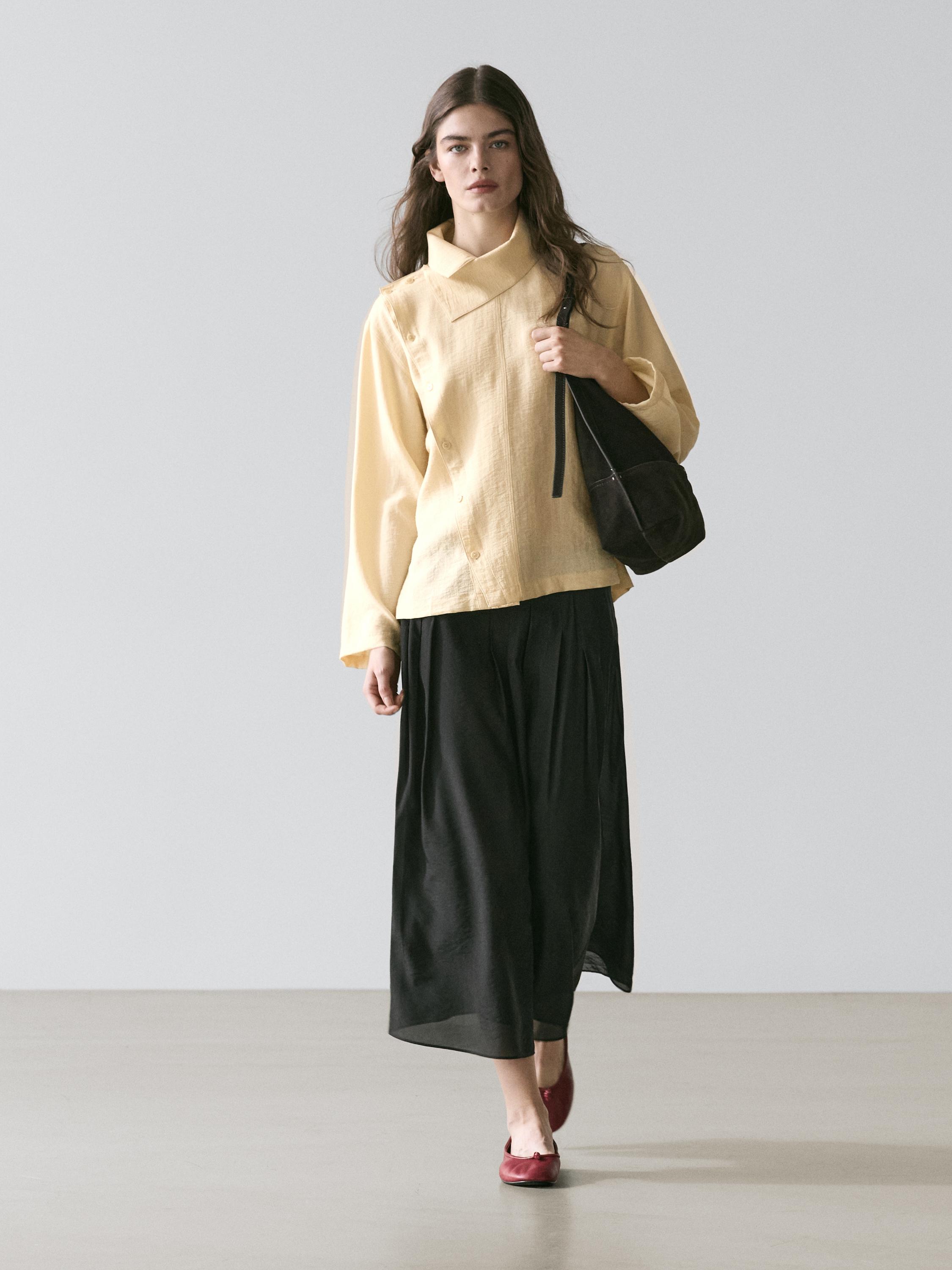 Flowing midi skirt with pintucks