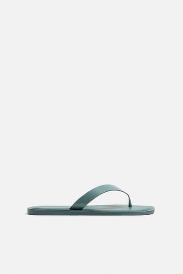 LEATHER STRAPPY SANDALS - Sea Green by Zara