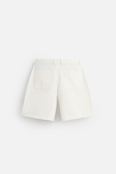 BERMUDA EN COTON - LIN PLIS - Blanc de Zara - Image 6