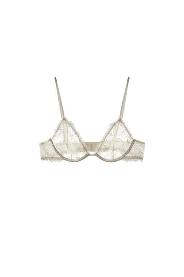 SOUTIEN-GORGE À ARMATURES EN DENTELLE - Écru de Zara
