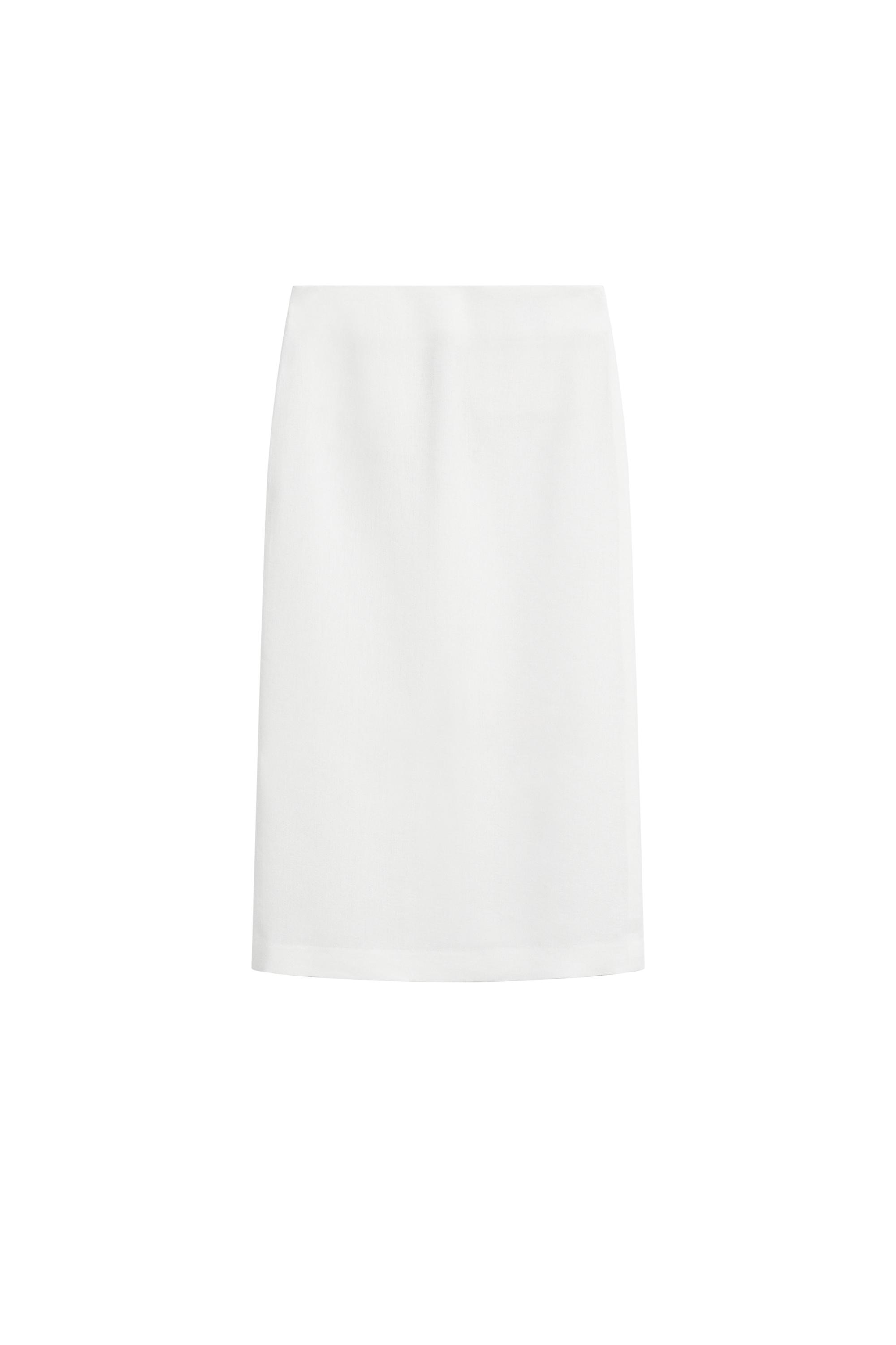 Straight linen blend midi skirt - LIMITED EDITION