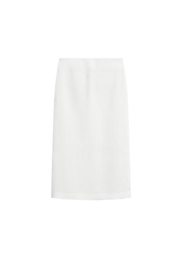 Zara Straight linen blend midi skirt - LIMITED EDITION - White