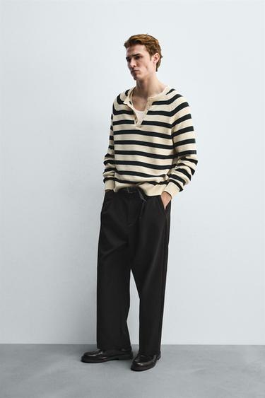 PULL À RAYURES ET COL BOUTONNÉ - Rayures de Zara - Image 3