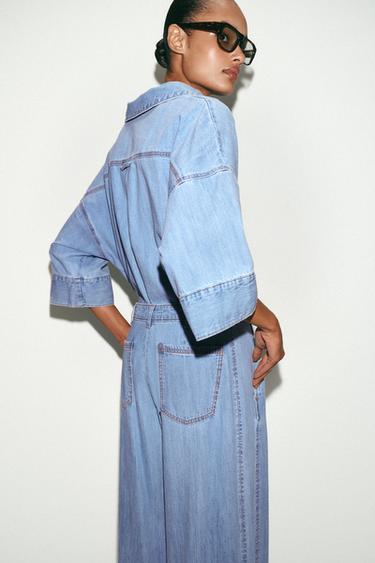 Z1975 MID-RISE WIDE-LEG JEANS WITH PLEATS - Mid-blue by Zara - Image 5